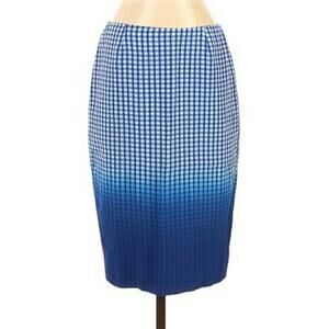 BAILEY 44 Astley dip dye ombre silk check career pencil skirt cobalt blue 4 NEW